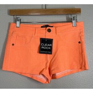 NWT Clear Rock Fluorescent Bright Orange Hot Pants Shorts Stretchy Size M NEW
